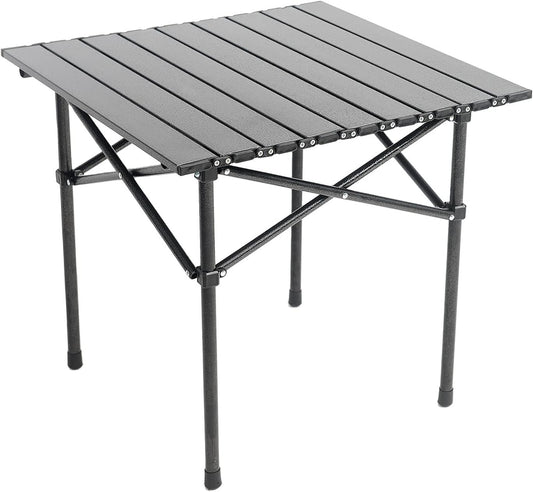 Foldable Aluminium Camping Side Table with Carry Bag, Lightweight Table for Cooking, Hiking, Picnics and BBQs, Black, 53.6 x 51.1 x 50 cm